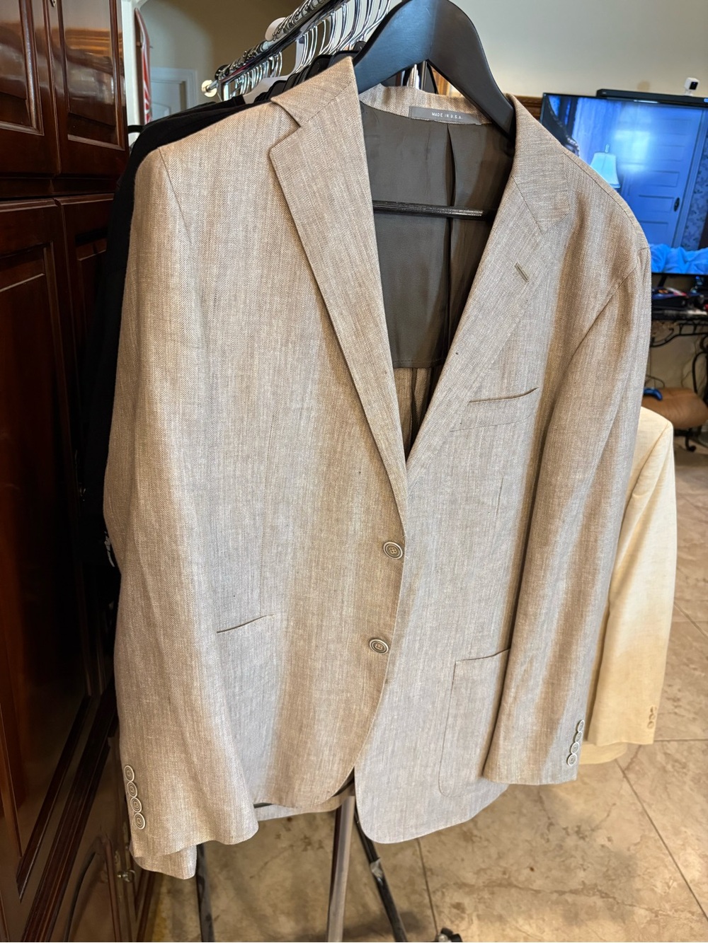 Hickey Freeman Linen Blend Blazer - Light Beige